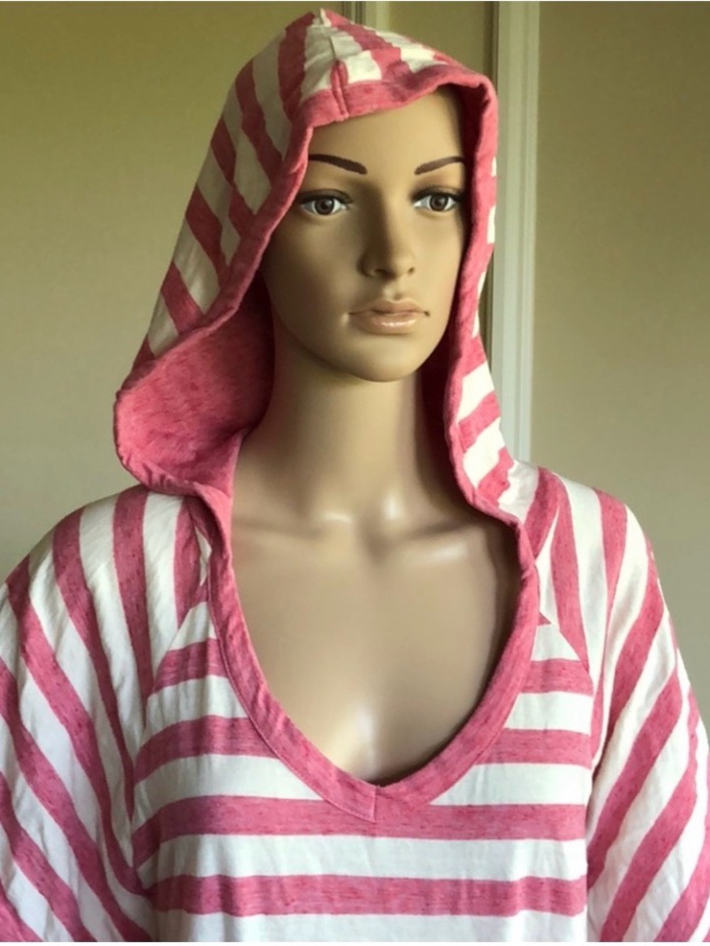 Splendid Pink & White Striped Hooded Women's Top - Picture 7 of 16